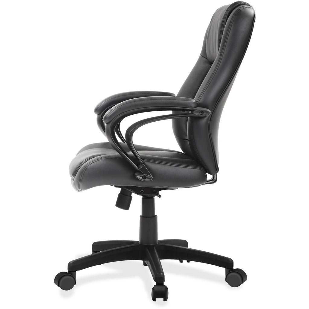 Black Leather Office Chair with Padded Armrests T4131