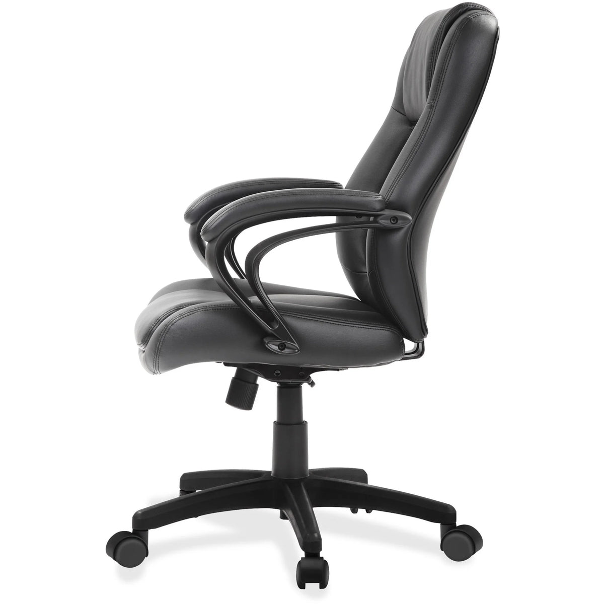 Black Leather Office Chair with Padded Armrests T4131