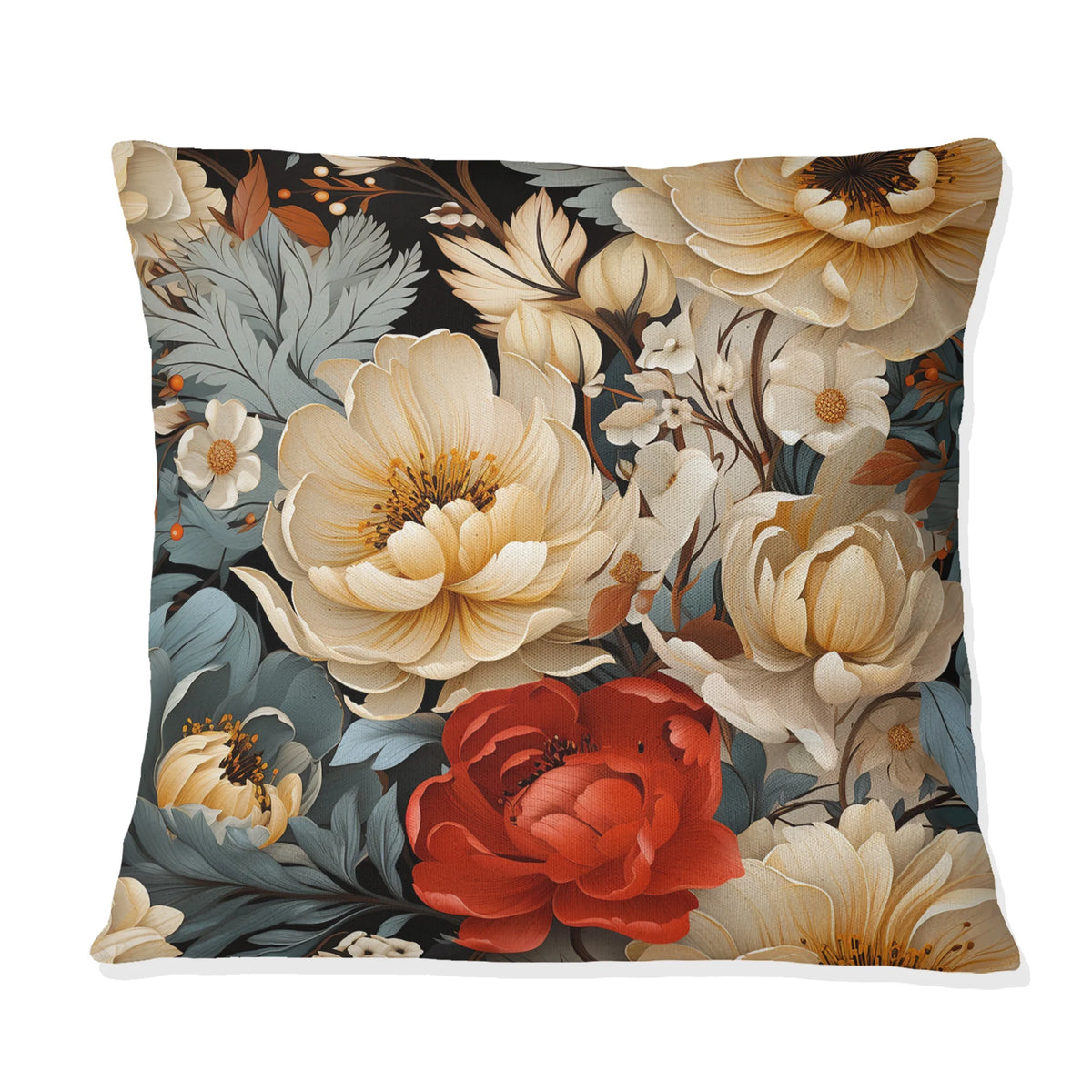 Floral Printed Throw Pillow T7378