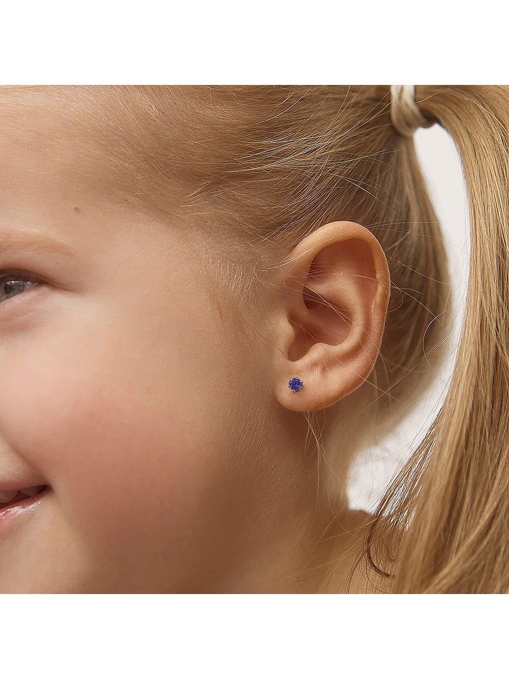 Simulated Amethyst Toddler Earrings Safety Screw Back N33683