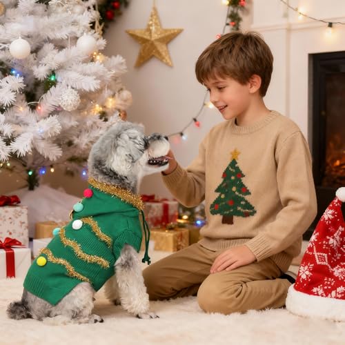 Dog Christmas Sweater with 3D Reindeer Pattern Knitted Pet Clothes F29837