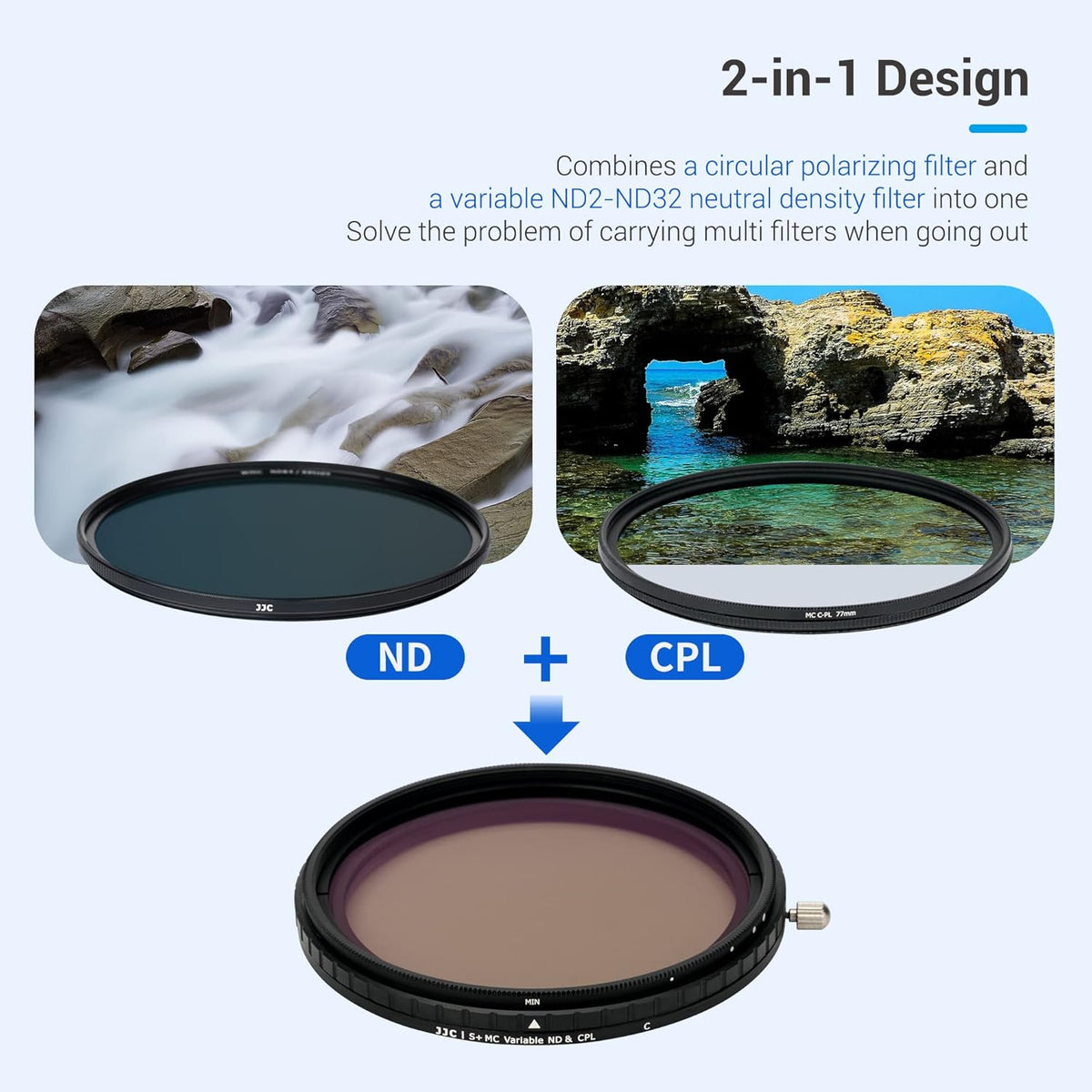 2-in-1 77mm Variable ND Filter & CPL Polarizer Filter F34923