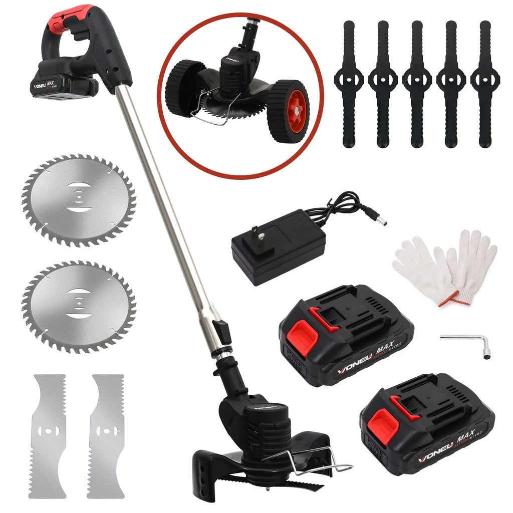 24V 650W Cordless Electric Lawn Mower and Grass Trimmer with Batteries Y97944