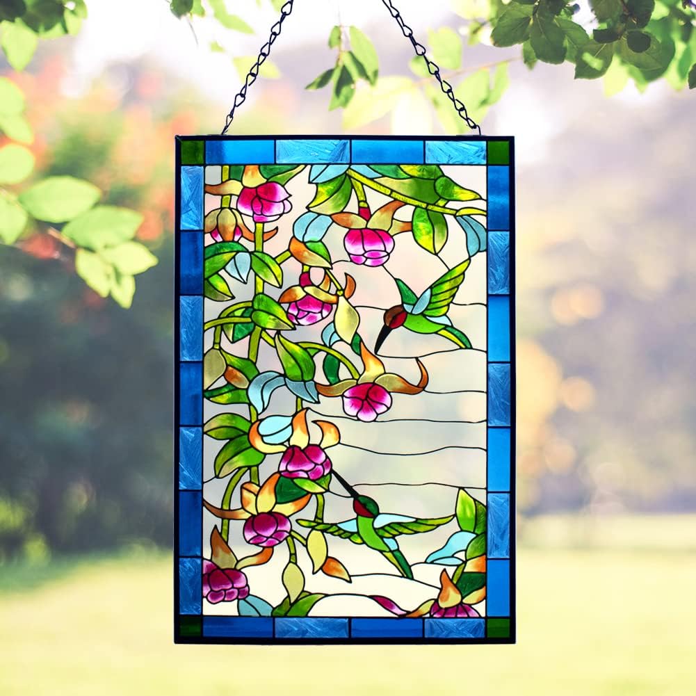 Round Hummingbird Stained Glass Window Suncatcher V377
