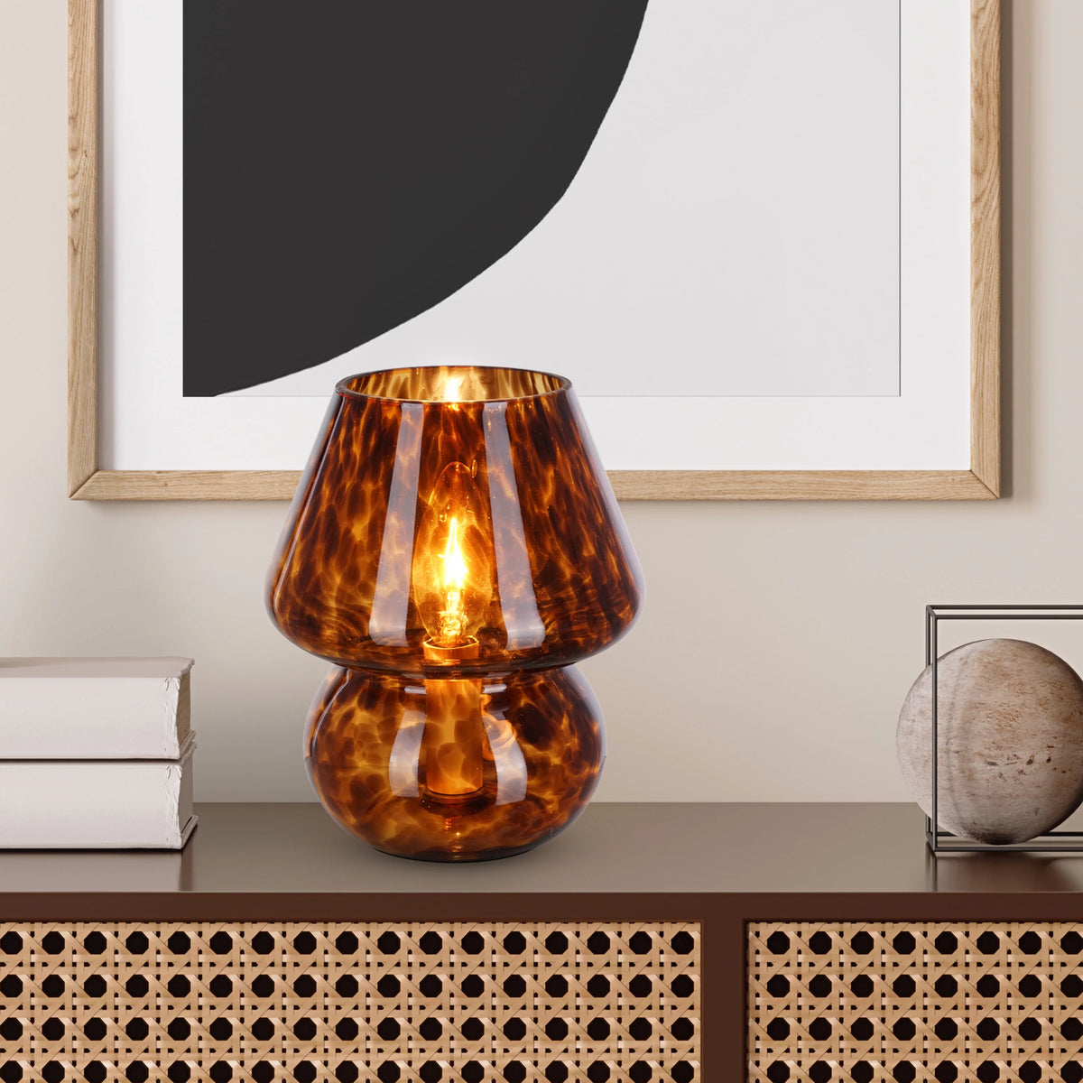 Brown Tortoise 8" Glass Mushroom Lamp L540044