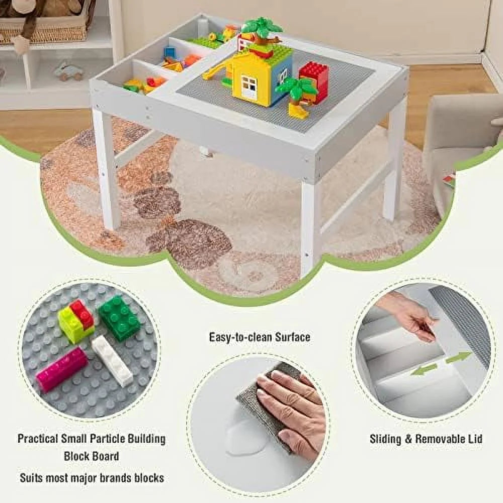 2 in 1 Toddler Wooden Activity Table with Paper Roll White Y602762