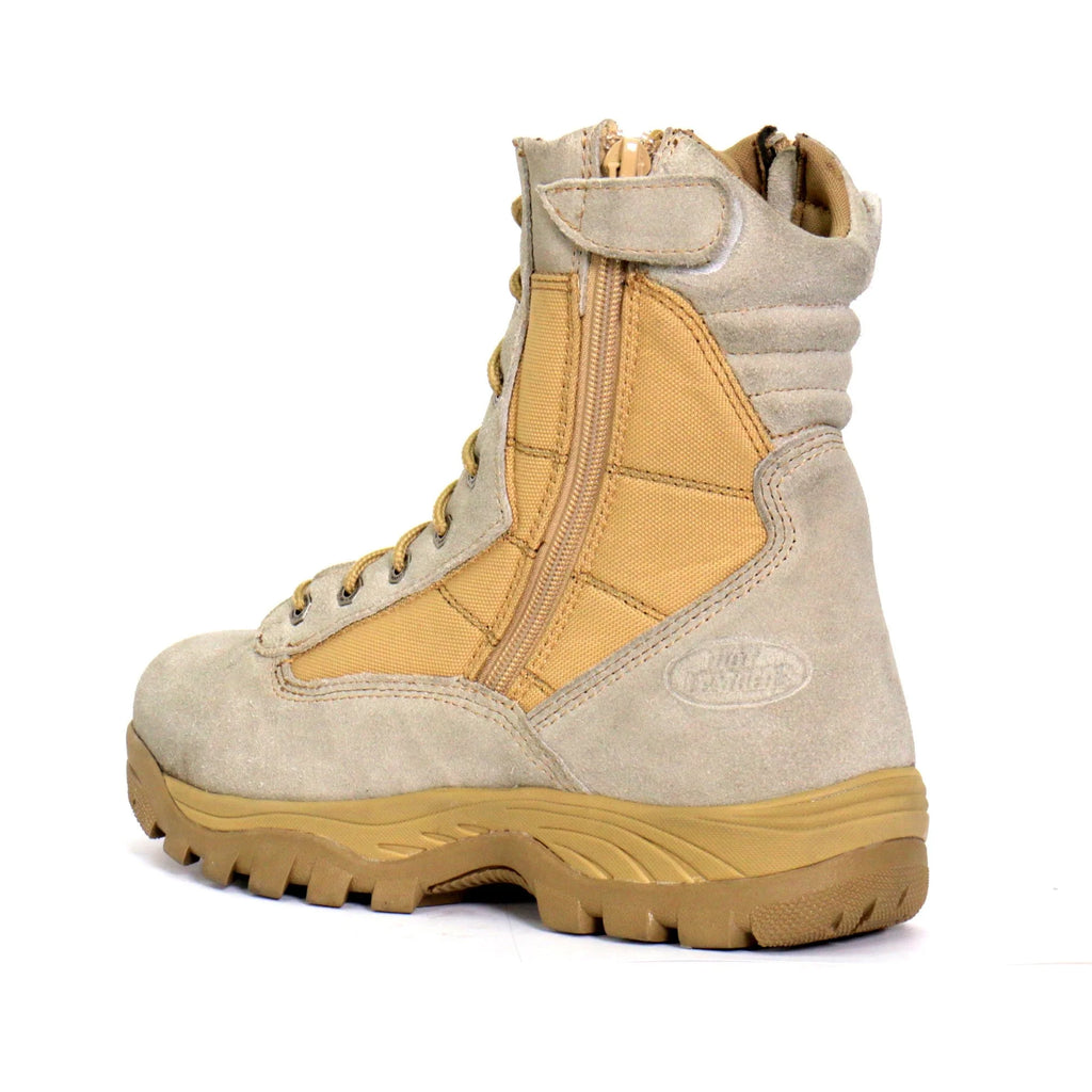 Tan Leather Lace Up Boots with Zippers B4706