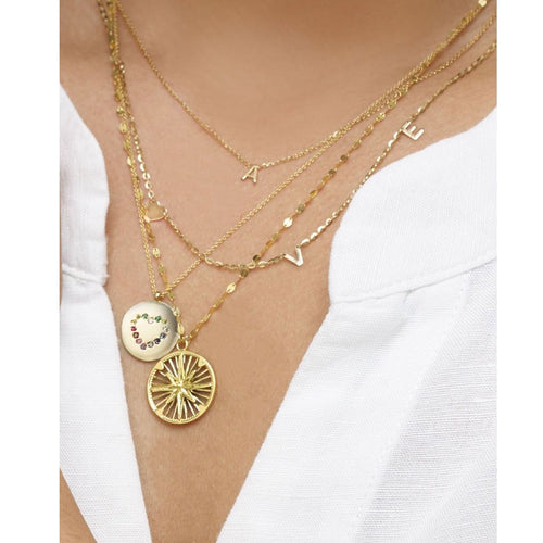 14K Yellow Gold Diamond Heart Pendant Necklace 16-18" J395