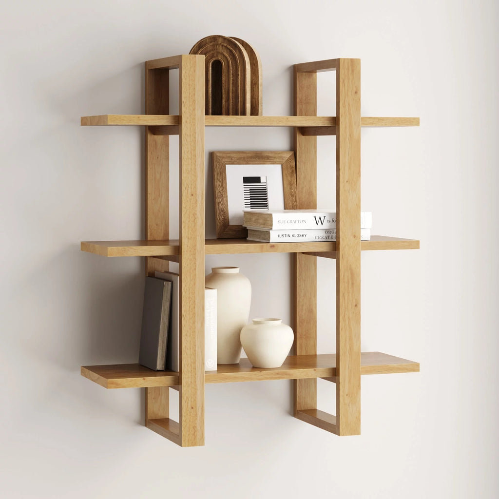 3-Tier Solid Wood Wall Book Shelves H75120