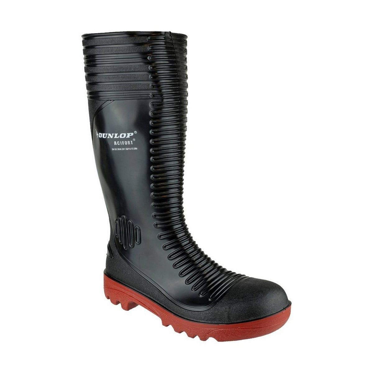 Black Ribbed Full Safety Wellies Q752616