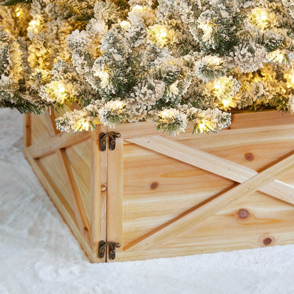 Brown Wooden Christmas Tree Collar Q944204