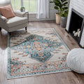 Blue Ivory Vintage Oriental Medallion Area Rug D87686