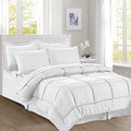 8-Piece Bamboo Comforter Set White Full/Queen Size D26432