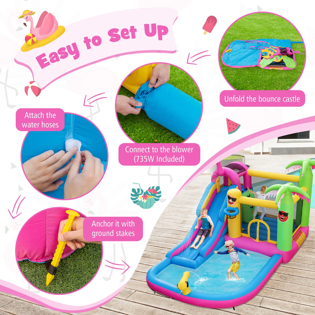 Tropical Inflatable Bounce Castle with Ocean Ball and 735W Blower H726