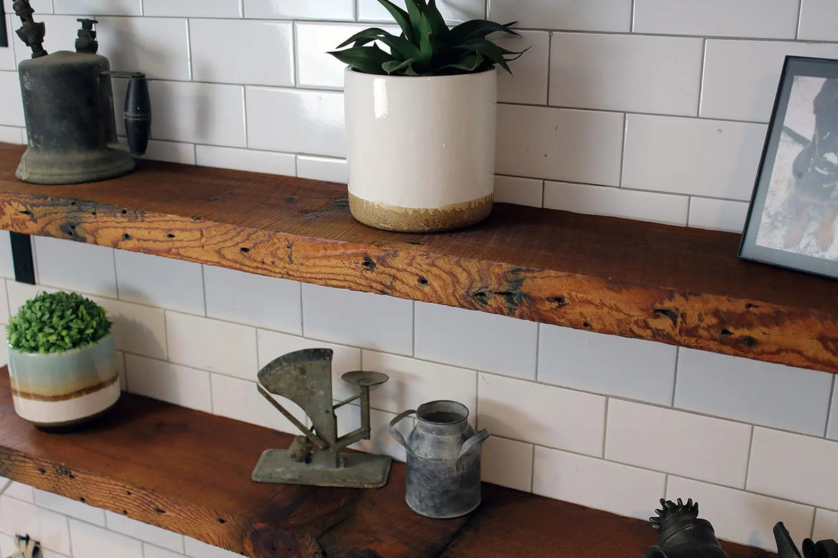 Unfinished Reclaimed Wood Mantel Shelf 60" L X 6" D L6193