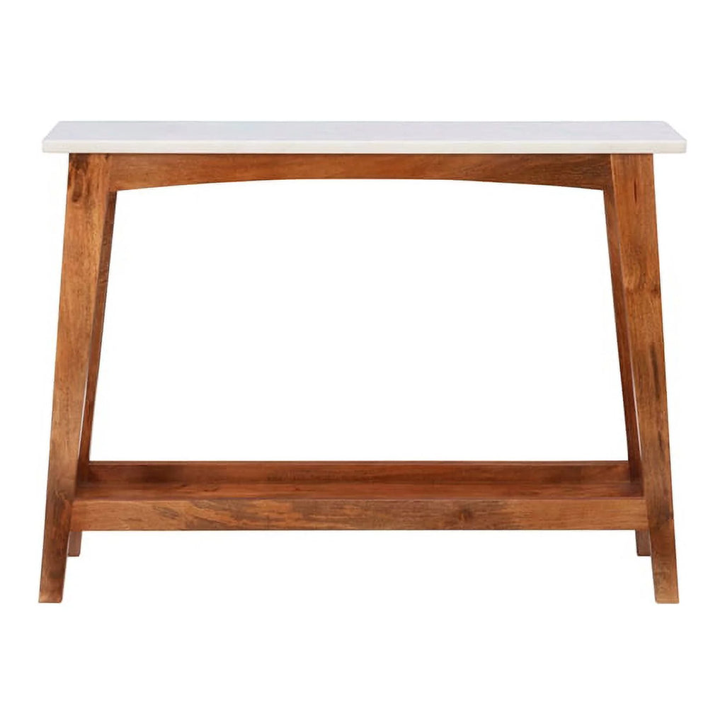 Brown Mango Wood and Marble Console Table T470109