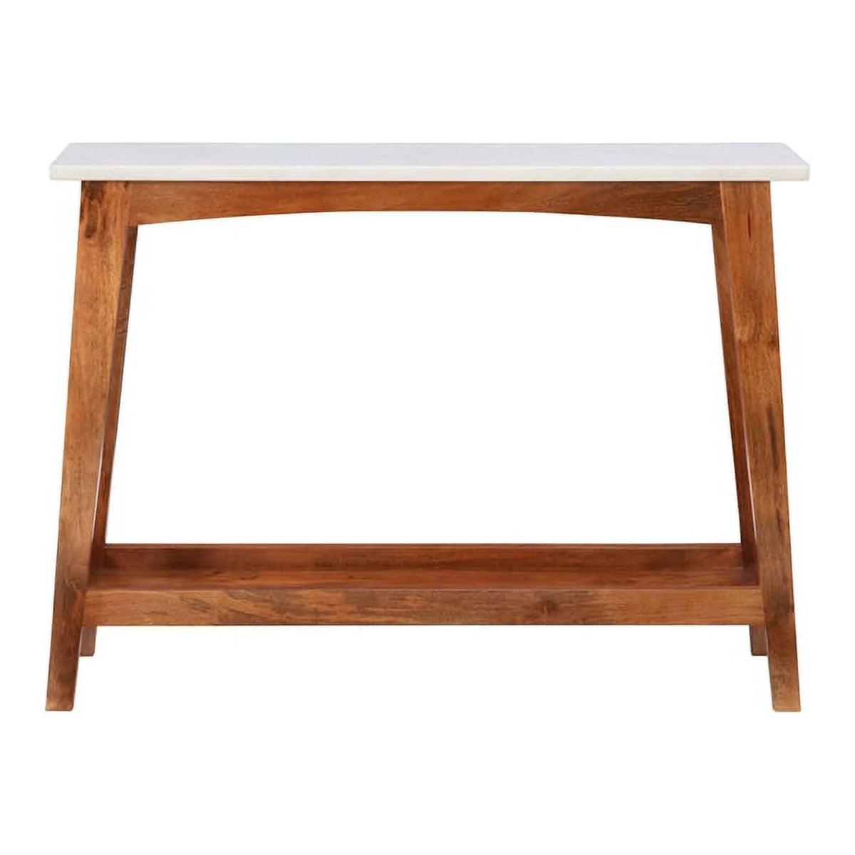 Brown Mango Wood and Marble Console Table T470109