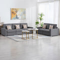 Grey Linen Fabric Sofa and Loveseat Set with Pillows K711709