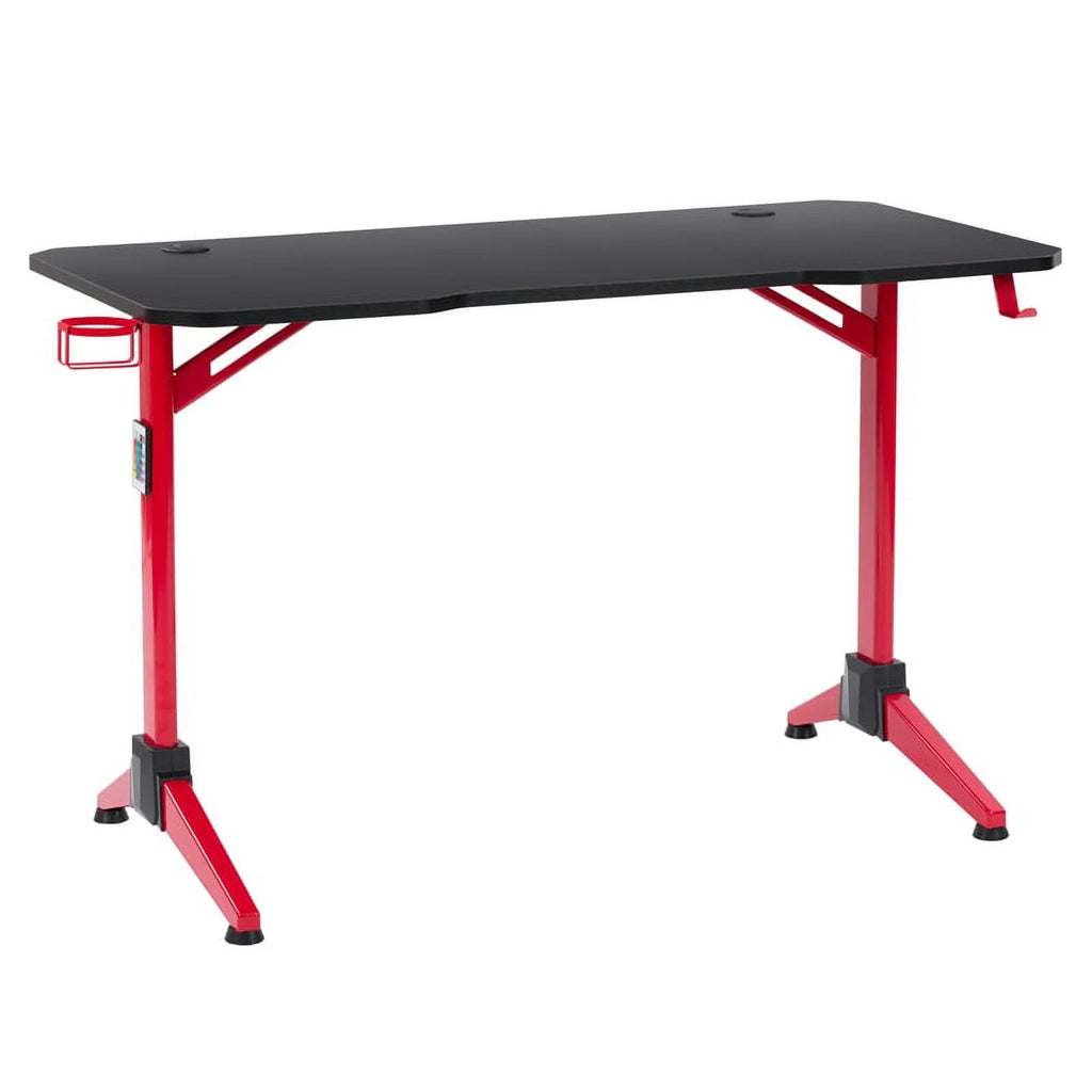 Black Engineered Wood Gaming Desk with LED Lights Z47144