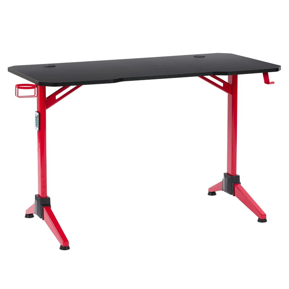 Black Engineered Wood Gaming Desk with LED Lights Z47144