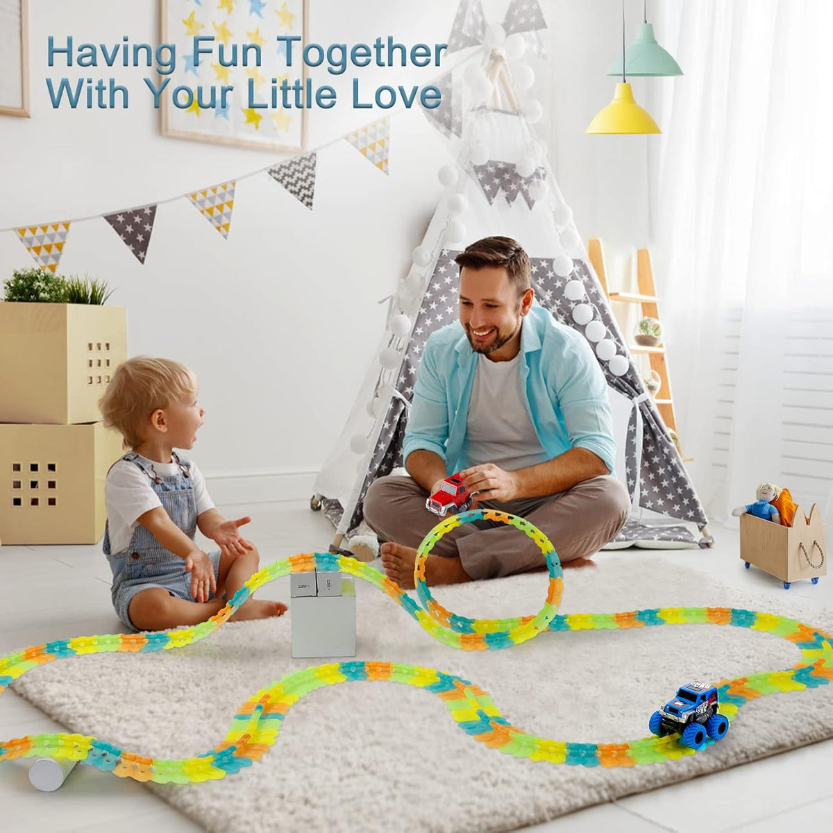 Magic Track Toy Electric Train 216Pcs Flexible Track Car H441866
