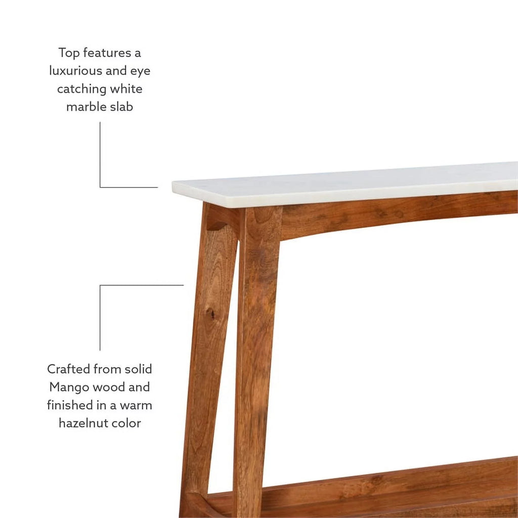 Brown Mango Wood and Marble Console Table T470109