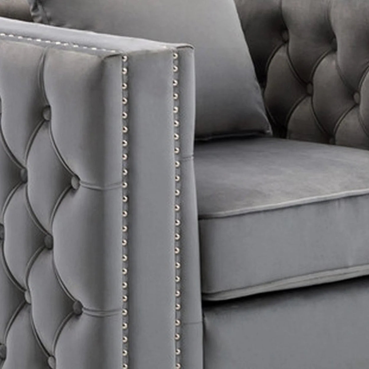 Gray Velvet Armchair C225366