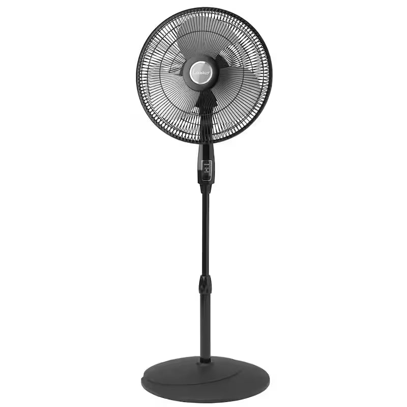 Black Adjustable-Height Oscillating Pedestal Fan with Remote Control V3675