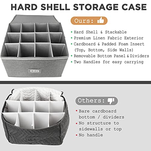 Beige Hard Shell Cup and Mug Storage Box with Dividers & Handles O336790