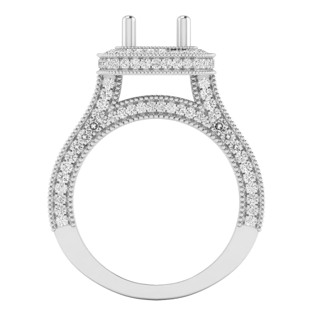 0.90 Carat 10K White Gold Round White Diamond Semi Mount Engagement Ring Q71092