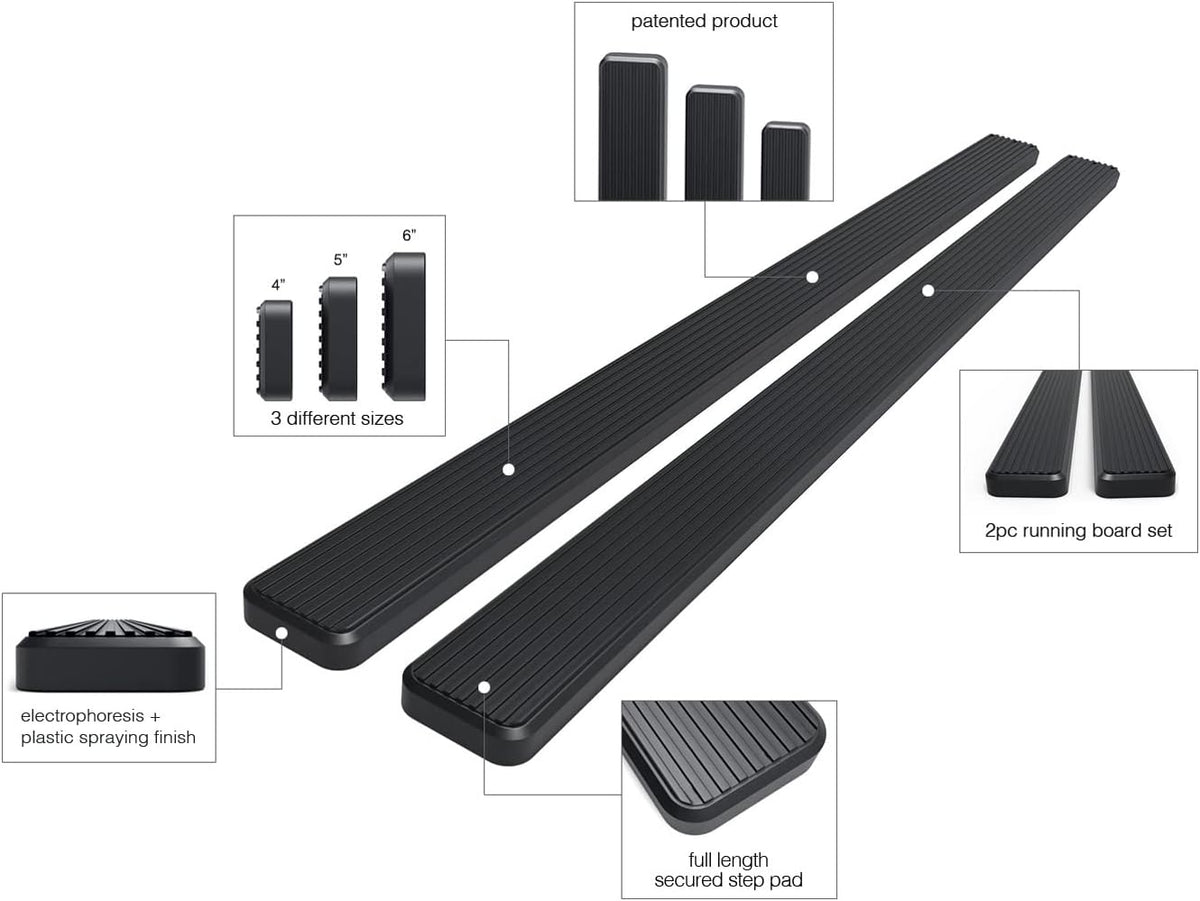 6in Black Running Boards E934