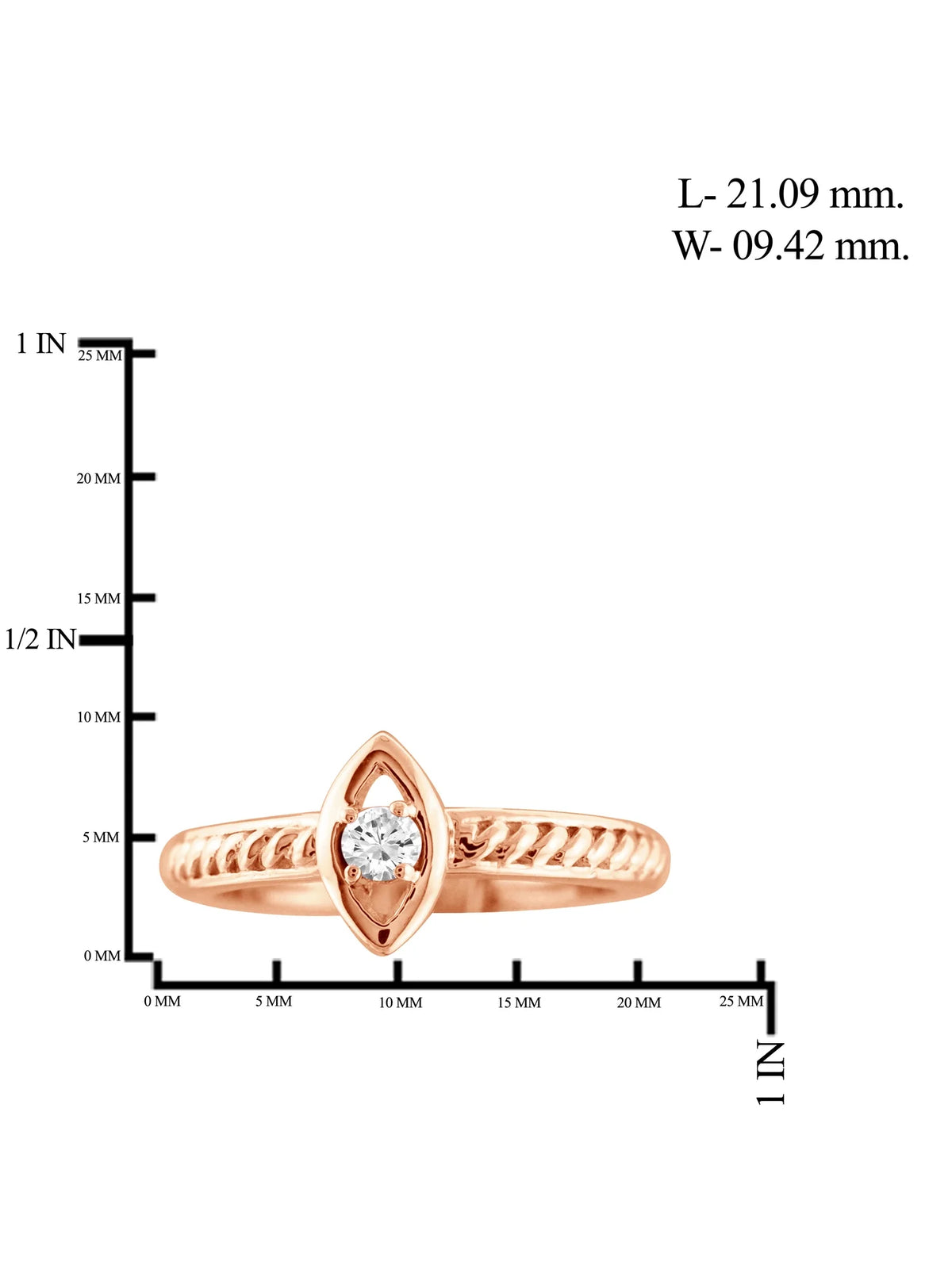 1/10 Carat White Diamond Ring Rose Gold Over Silver Y68026