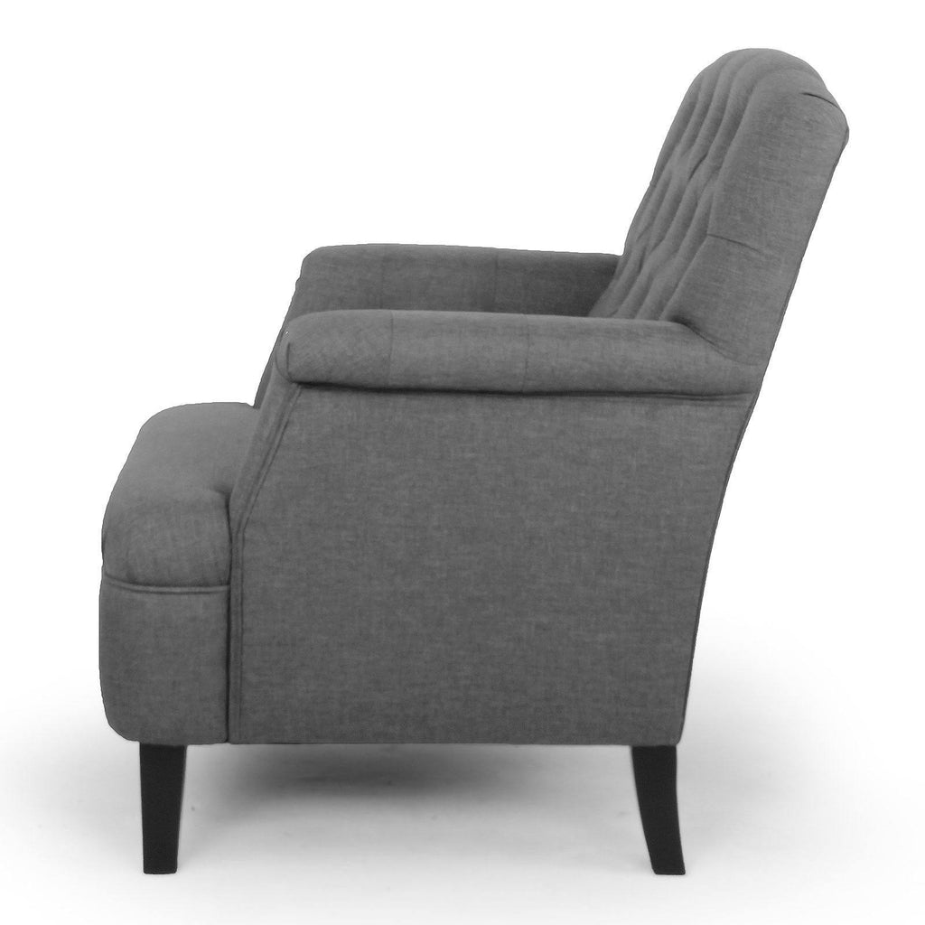 Beige Fabric Upholstered Button-Tufted Armchair O550844
