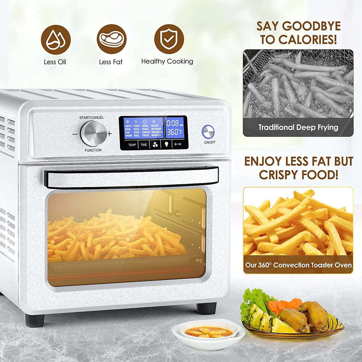 16-in-1 Stainless Steel Air Fryer Toaster Oven Combo with Digital Temperature Control, 9 Accessories & Cookbook Z477