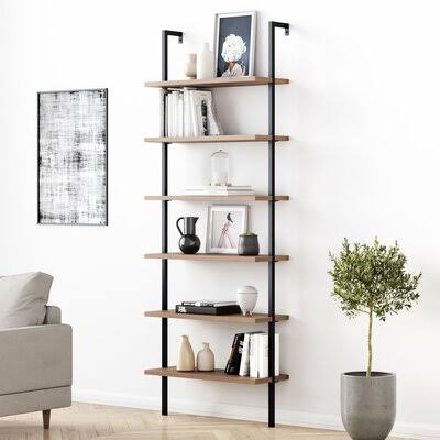 Metal Ladder Bookcase Oak/Black J777778