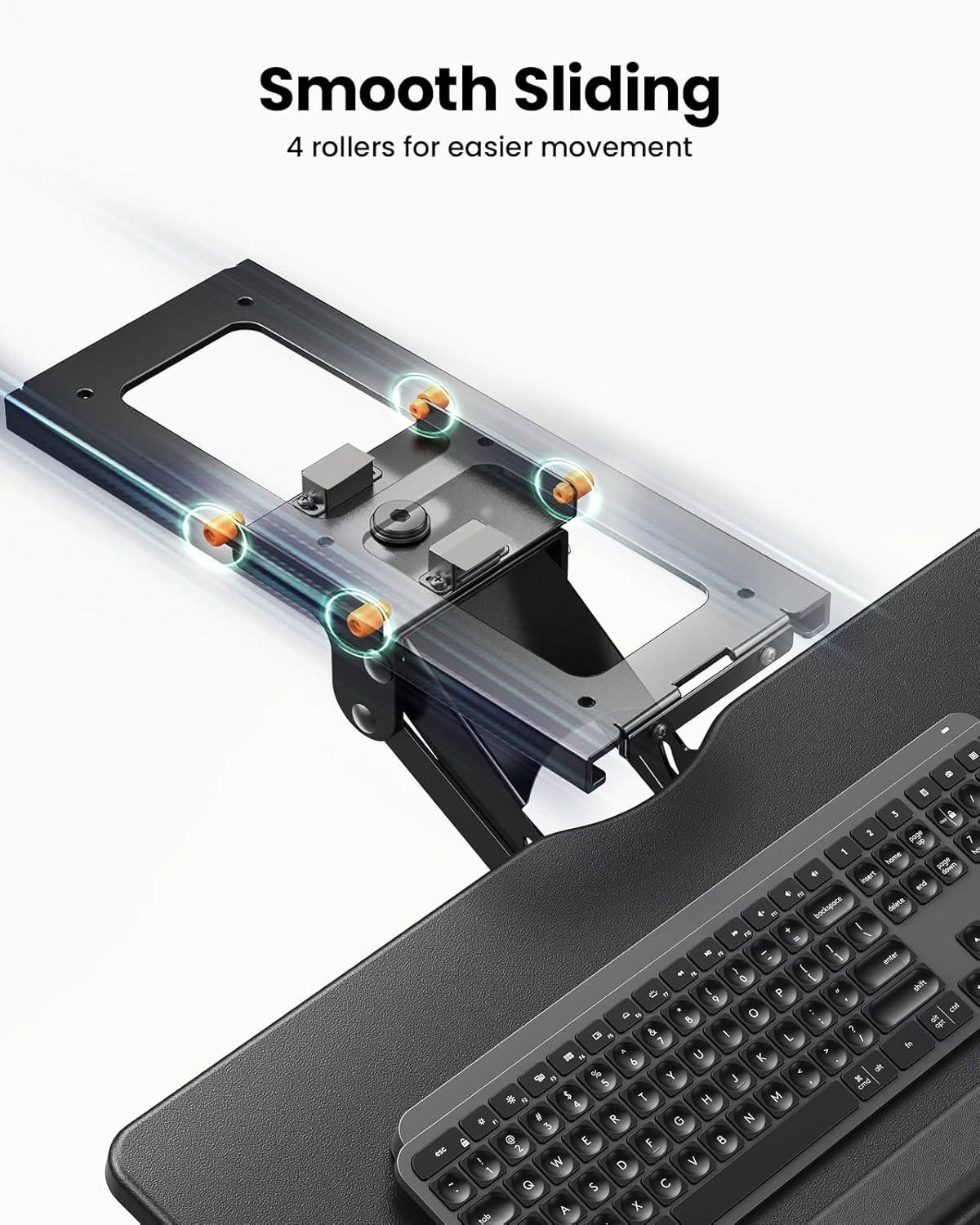 Black Sliding Keyboard & Mouse Tray, 24.99” W x 9.84” D G4765