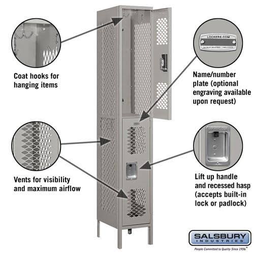 12x22 Wide Double Tier Vented Metal Locker I29394