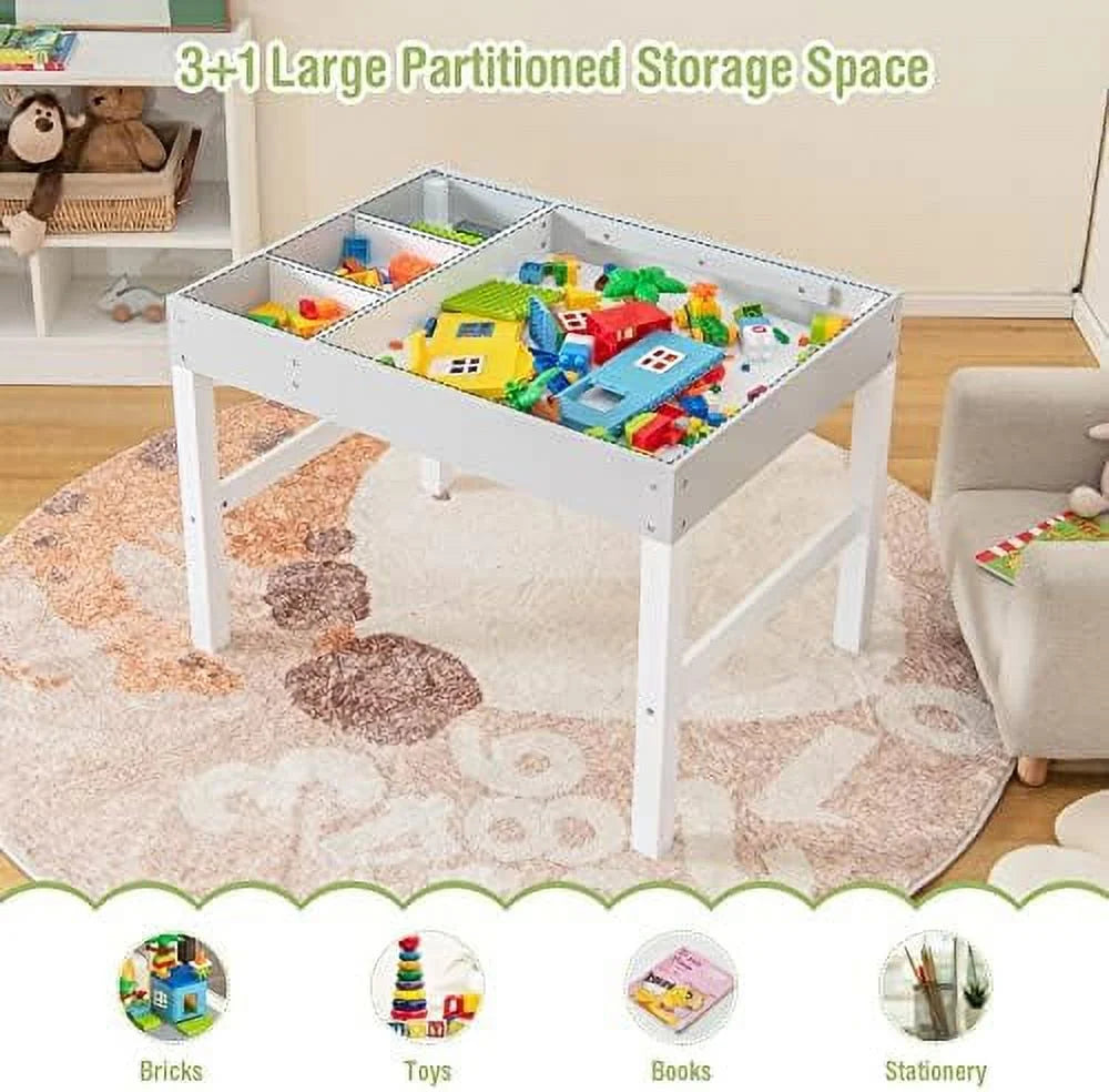 2 in 1 Toddler Wooden Activity Table with Paper Roll White Y602762
