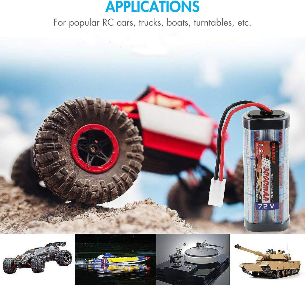 2 Pack 7.2V 3000mAh Flat NiMH Battery Packs with Smart Charger F323