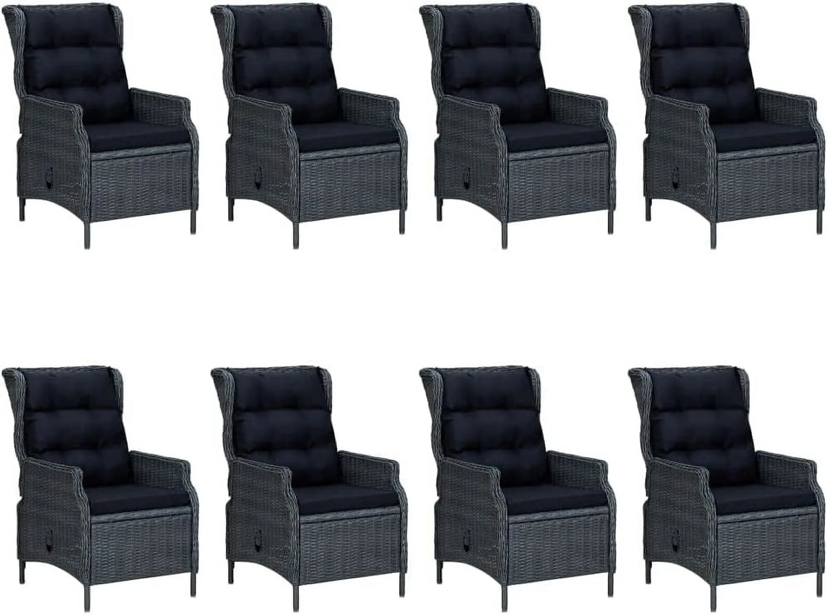 5 Piece Acacia Wood Patio Lounge Set with Dark Gray Cushions R3606