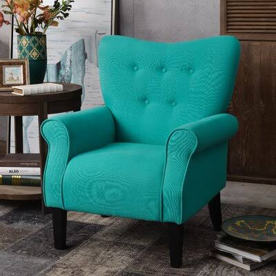 Green 100% Linen Tufted Armchair W458820