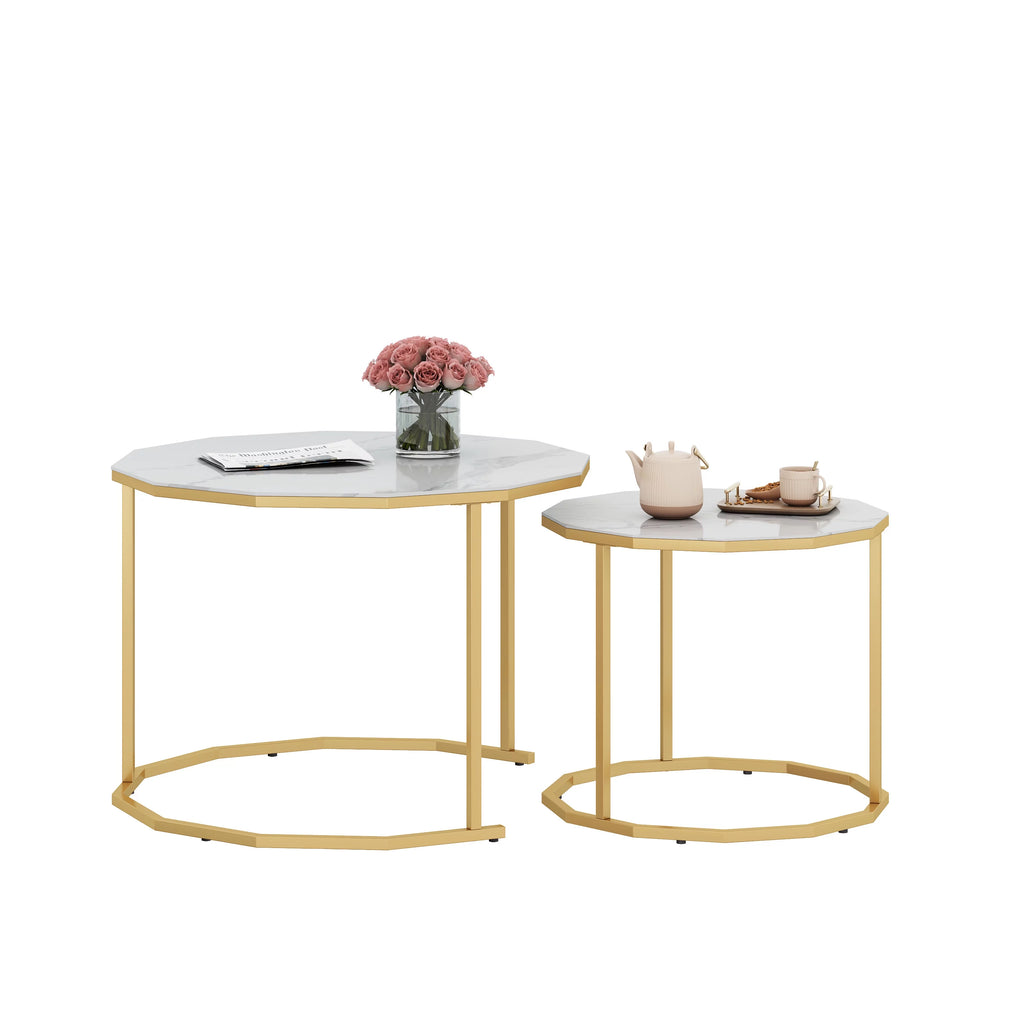 White Marble Coffee Table 12 gon Shape I650112