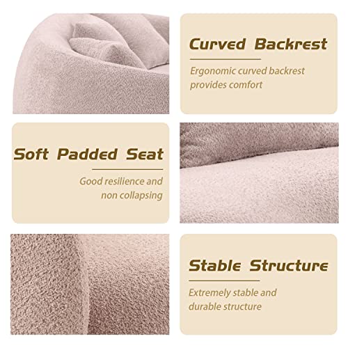 Brown Boucle Fabric 3-Seat Curved Sofa T2074