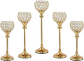 Gold Crystal Candle Holder, 5Pcs Tea Light Candlestick Holders Y58681