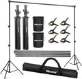 Photo Backdrop Stand System Kit, 7 x 10 ft Adjustable with Clamps, Crossbars, Sandbags, Carrying Bag A95204