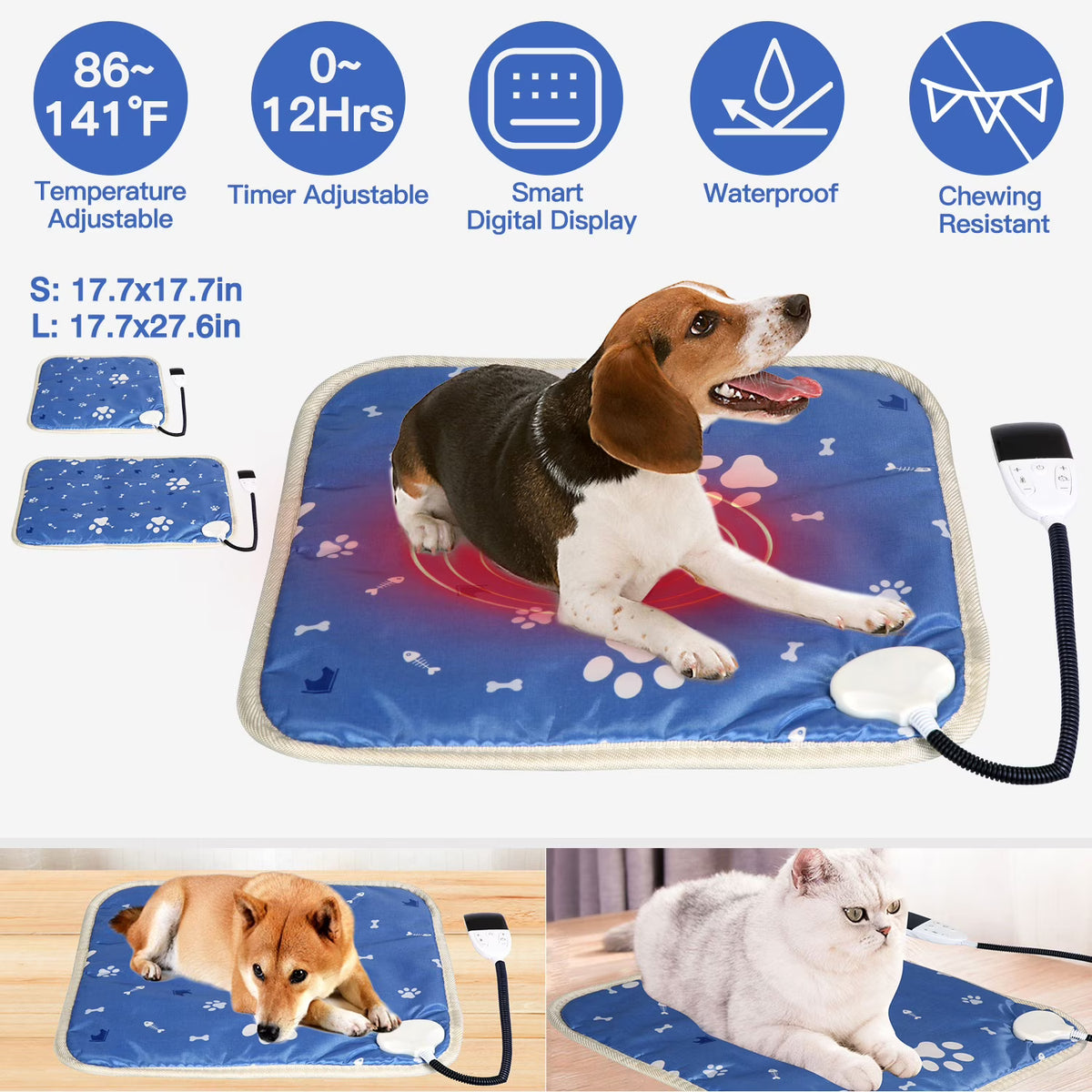 Heating Mat with Adjustable Temperature and Timer Y4889