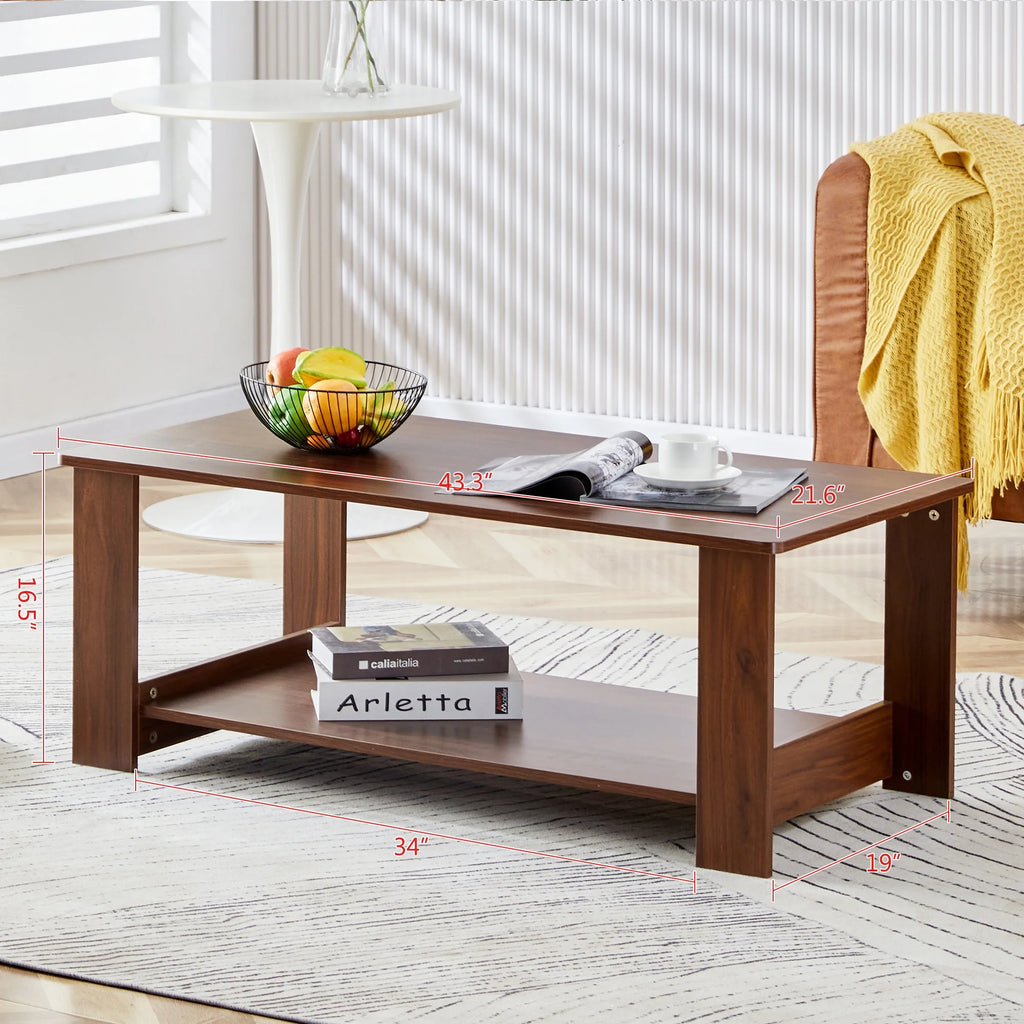 2-Tier Wood Coffee Table with Storage H4594