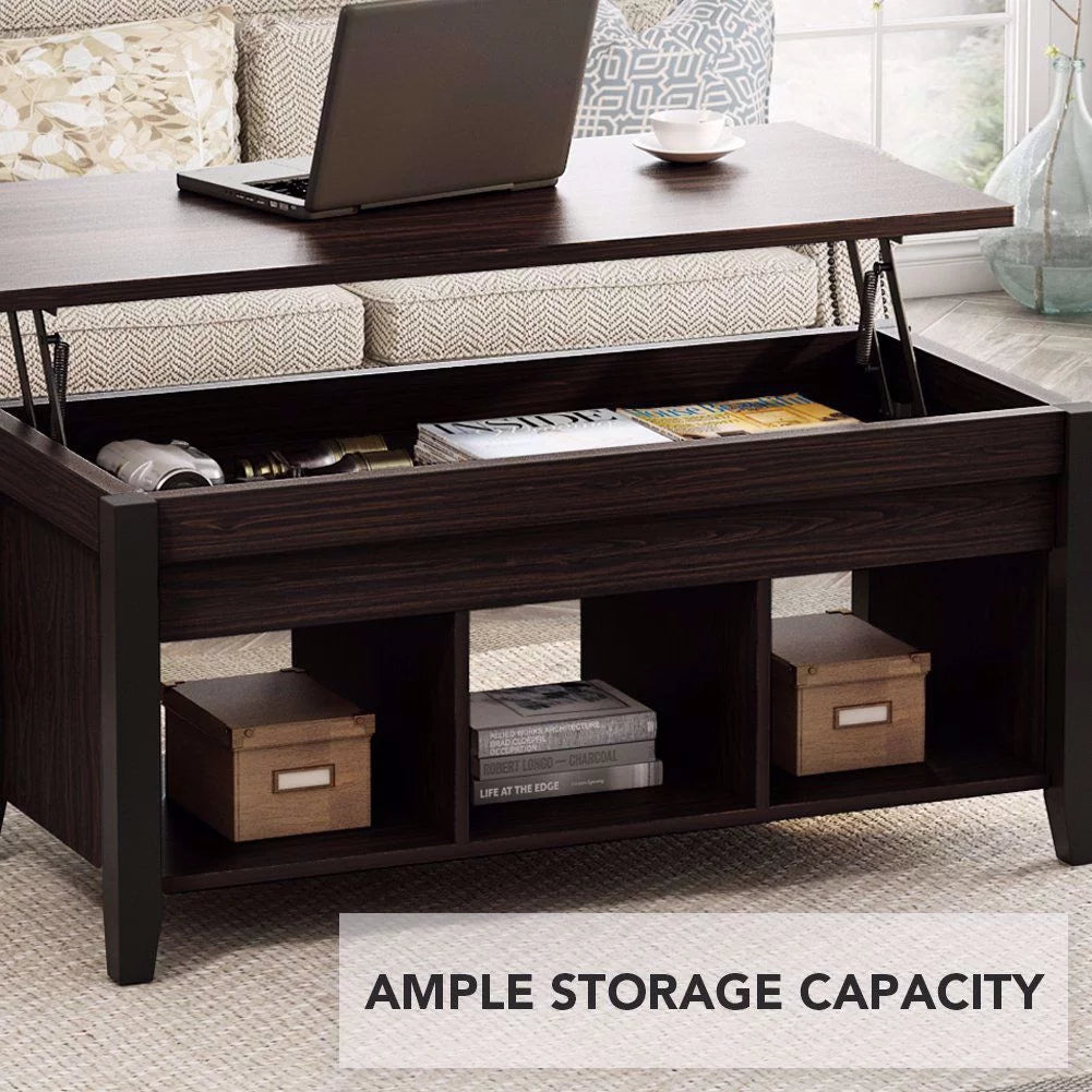 Lift Top Coffee Table with Hidden Storage and Lower Shelf V341