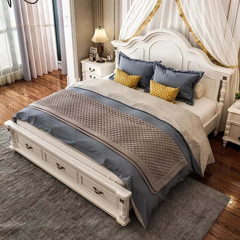 Wooden Bed with Storage and Bedside Tables F179