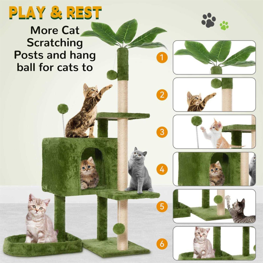 52in Cat Tree with Scratching Posts Plush Perch V1731